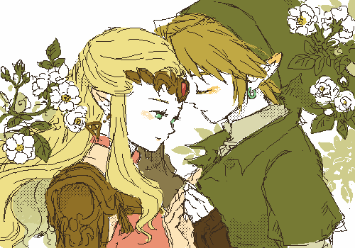 link and princess zelda (the legend of zelda and 1 more) drawn by mutsuki_kaya