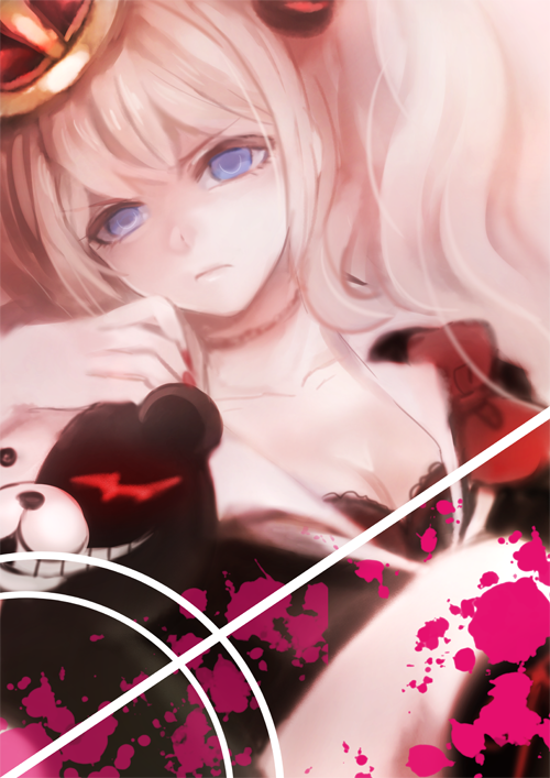 enoshima junko and monokuma (danganronpa and 1 more) drawn by chiko_(d04099)