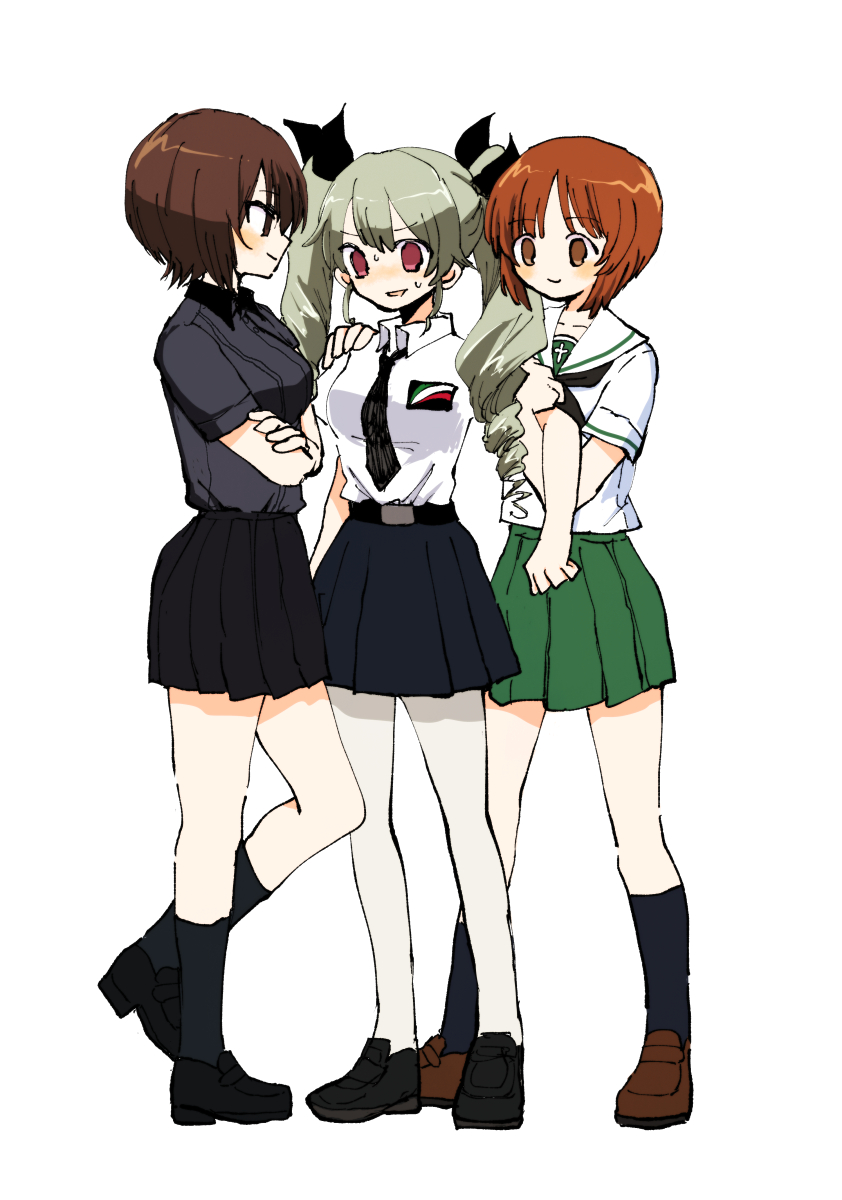nishizumi miho, nishizumi maho, and anchovy (girls und panzer) drawn by ri_(qrcode)