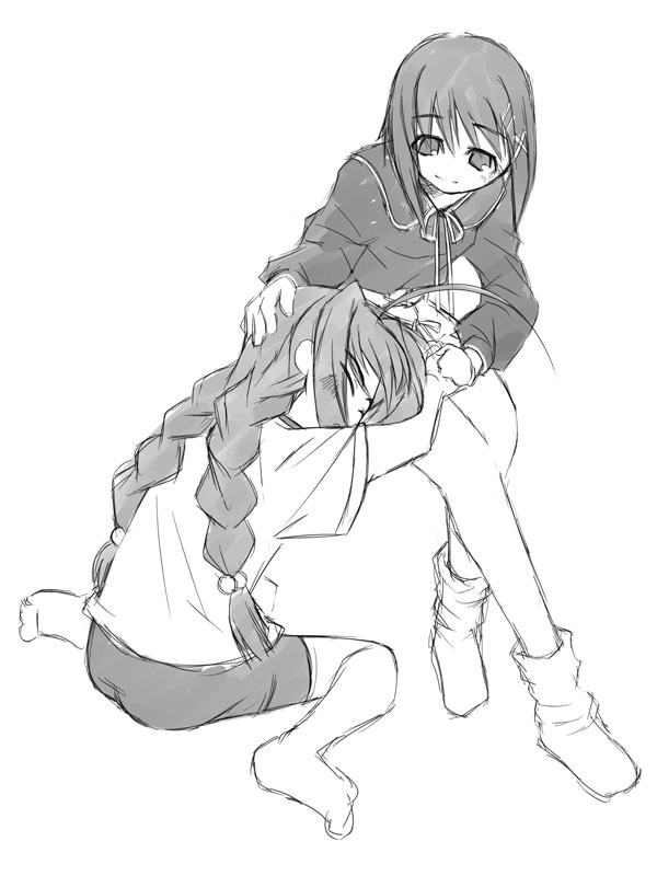 yagami hayate and vita (lyrical nanoha and 2 more) drawn by yuuka_(o.t.kingdom)