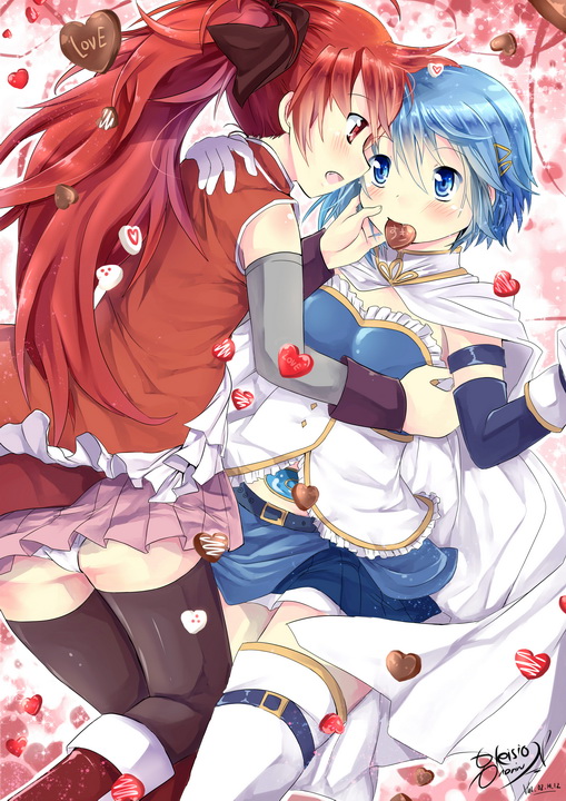miki sayaka and sakura kyoko (mahou shoujo madoka magica) drawn by gleision_adain