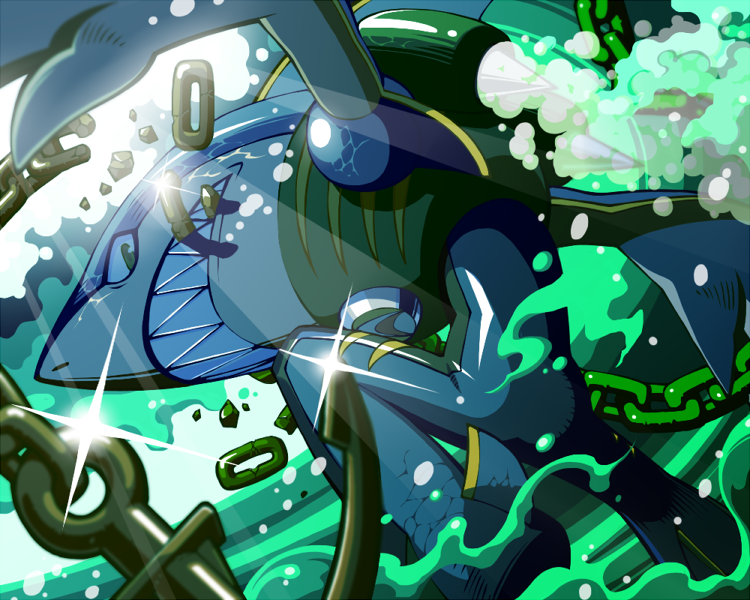 sharkman.exe (mega man and 2 more) drawn by napo