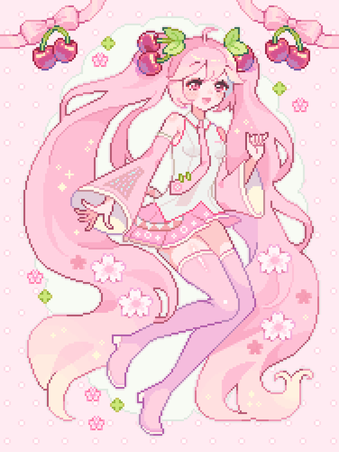 hatsune miku and sakura miku (vocaloid) drawn by mimpish