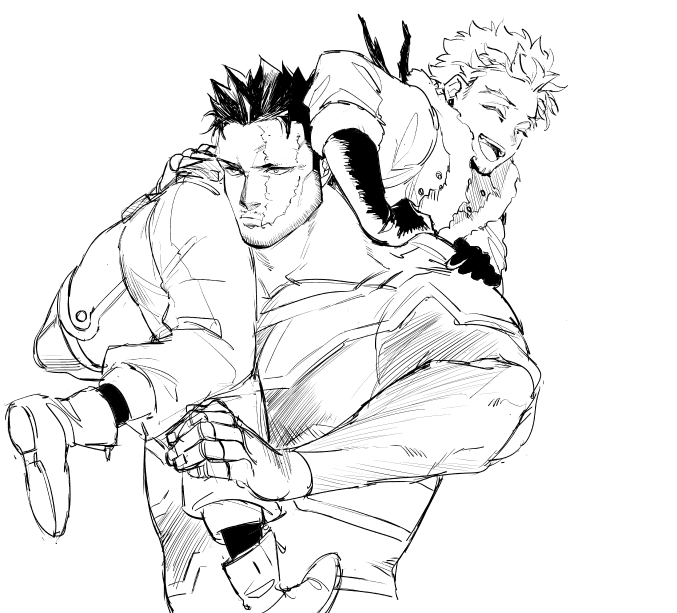 endeavor and hawks (boku no hero academia) drawn by tosakinmame