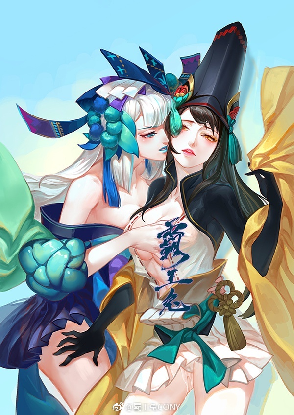aoandon and youtou hime (onmyoji) drawn by cony_(comicsun)