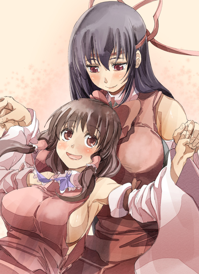 hakurei reimu and sendai hakurei no miko (touhou and 1 more) drawn by yohane