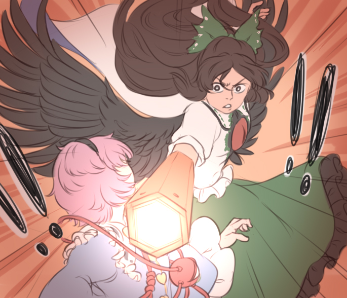 komeiji satori and reiuji utsuho (touhou) drawn by mefomefo
