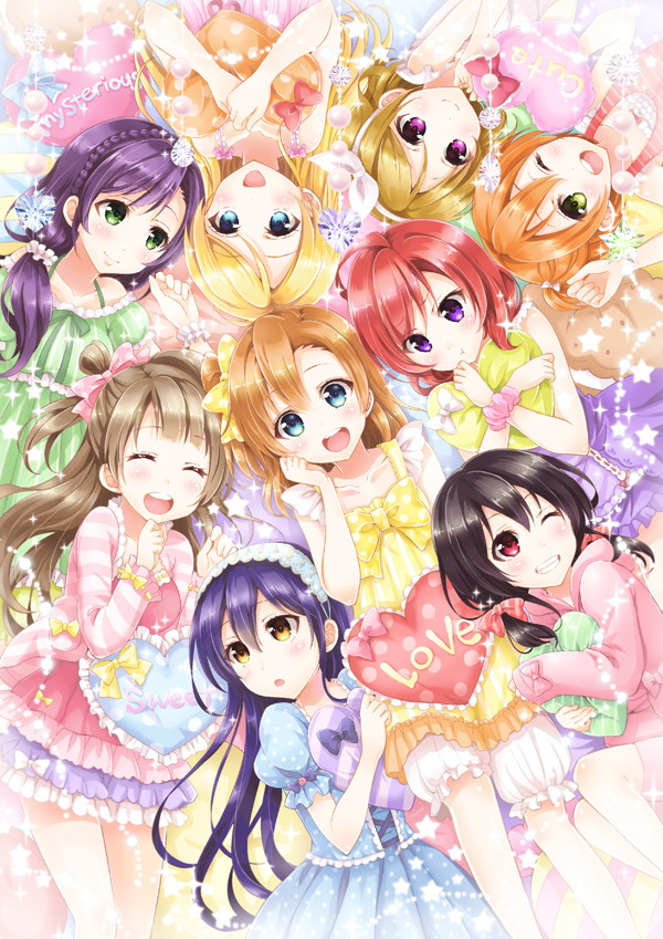 nishikino maki, tojo nozomi, sonoda umi, yazawa nico, ayase eli, and 4 more (love live! and 1 more) drawn by sakurai_makoto_(custom_size)