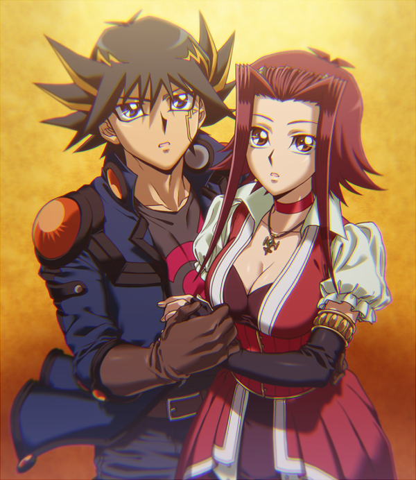 fudo yusei and izayoi aki (yu-gi-oh! and 1 more) drawn by moz_(gosgo)