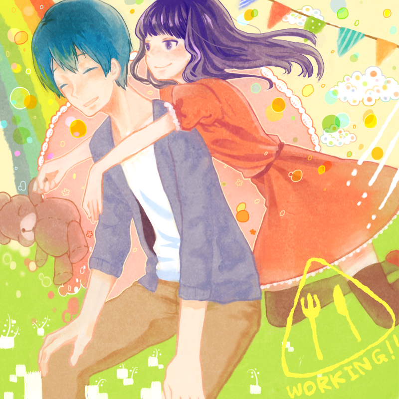 yamada aoi and souma hiroomi (working!!) drawn by miishe