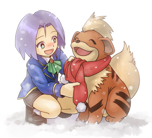 james and growlithe (pokemon) drawn by inumura_(inu_noya)