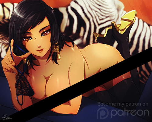pharah (overwatch and 1 more) drawn by esther_shen