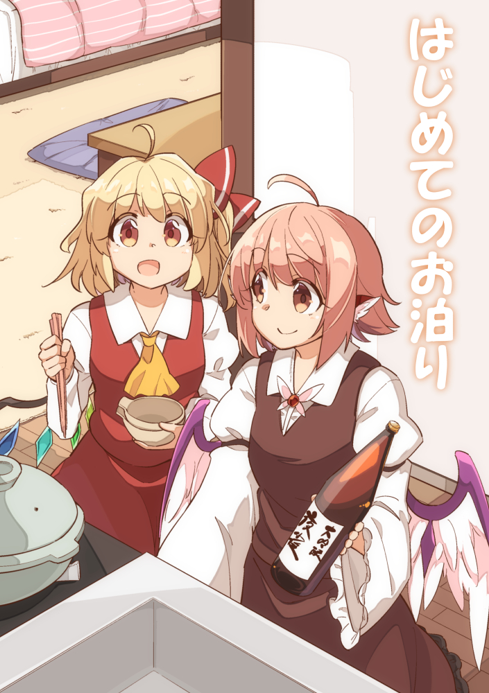 flandre scarlet and mystia lorelei (touhou) drawn by moja_(moja4192)