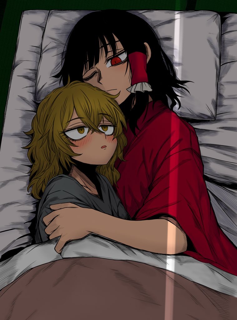 hakurei reimu and kirisame marisa (touhou) drawn by ryoan_(voyagehermitage)