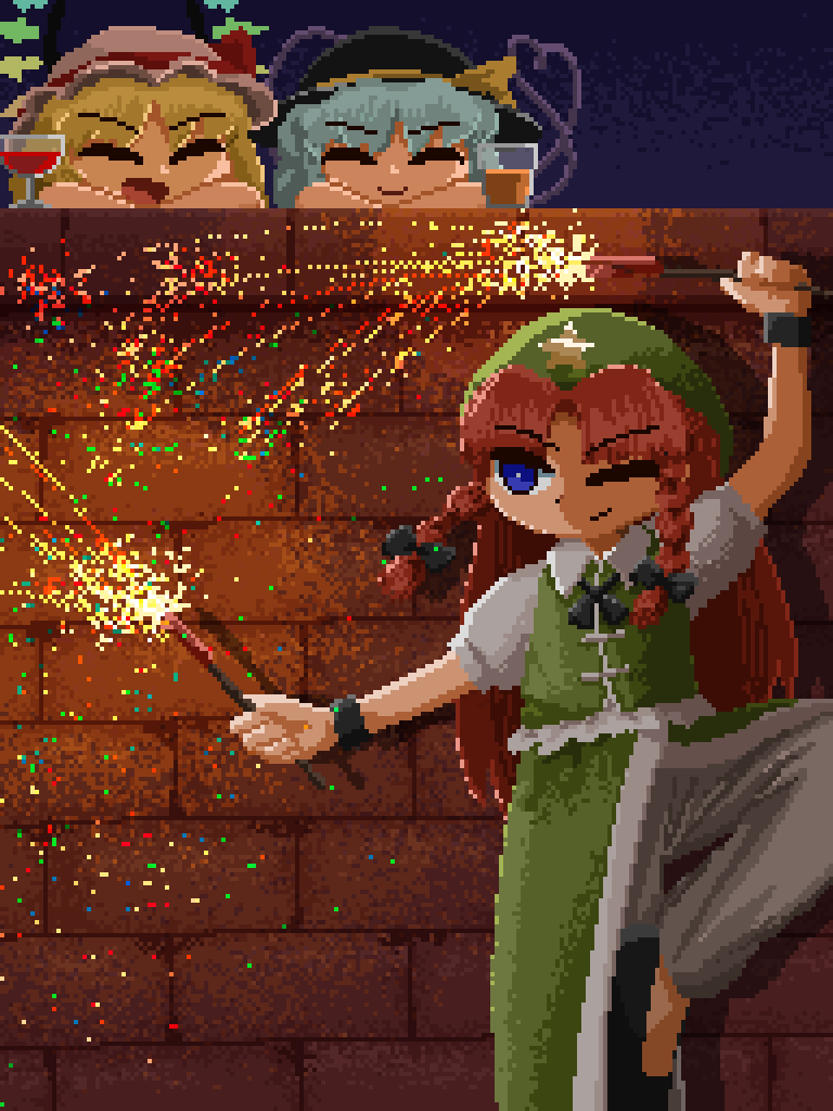 flandre scarlet, komeiji koishi, and hong meiling (touhou) drawn by orientalzenzai