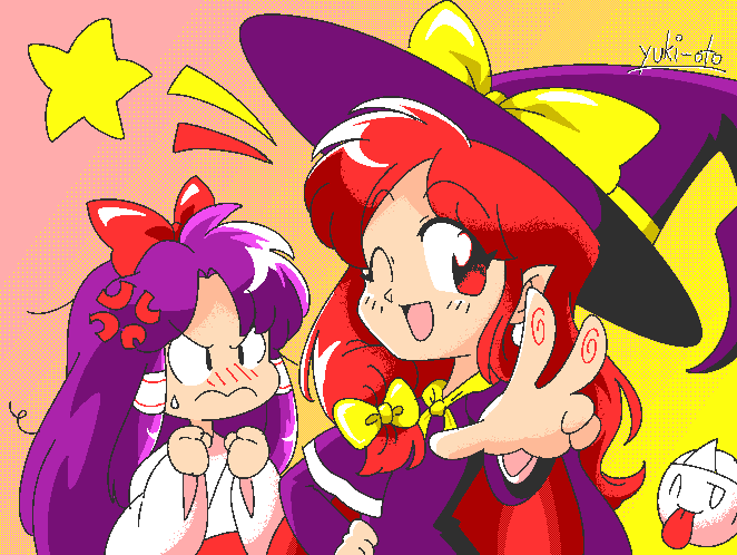hakurei reimu, kirisame marisa, and bakebake (touhou and 1 more) drawn by yuki_oto