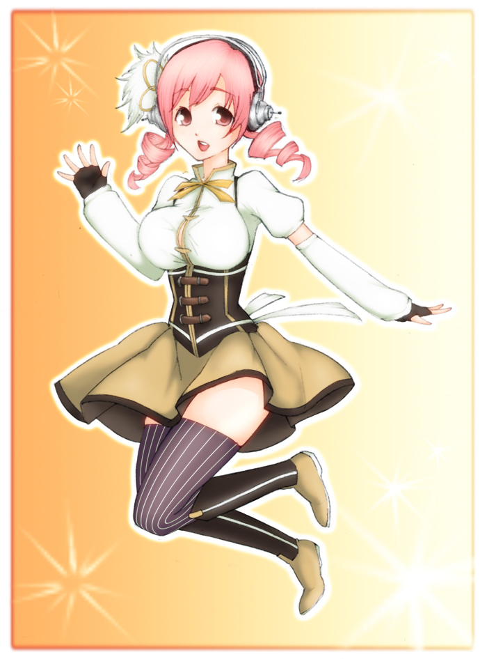 tomoe mami and super sonico (mahou shoujo madoka magica and 1 more) drawn by nishira_(nishi-ra)