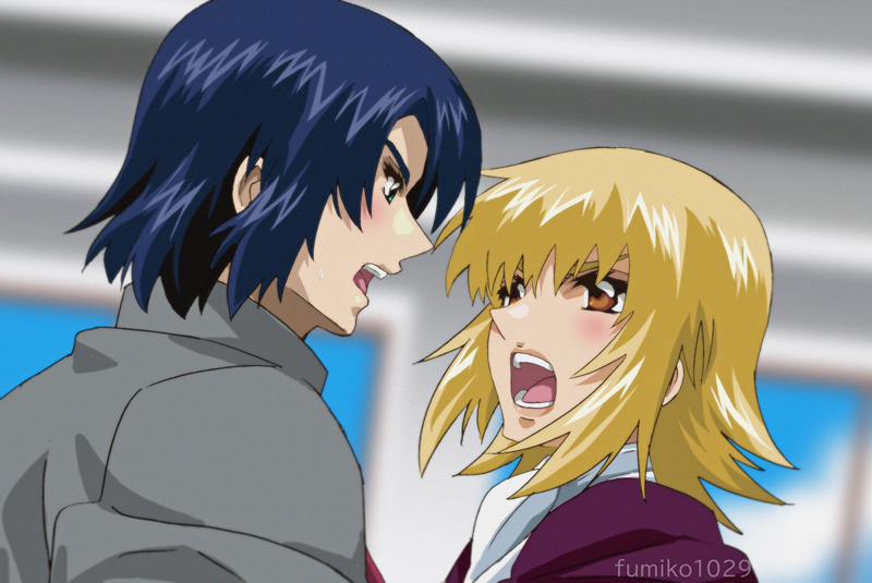 cagalli yula athha and athrun zala (gundam and 2 more) drawn by fumiko_(mesushi)