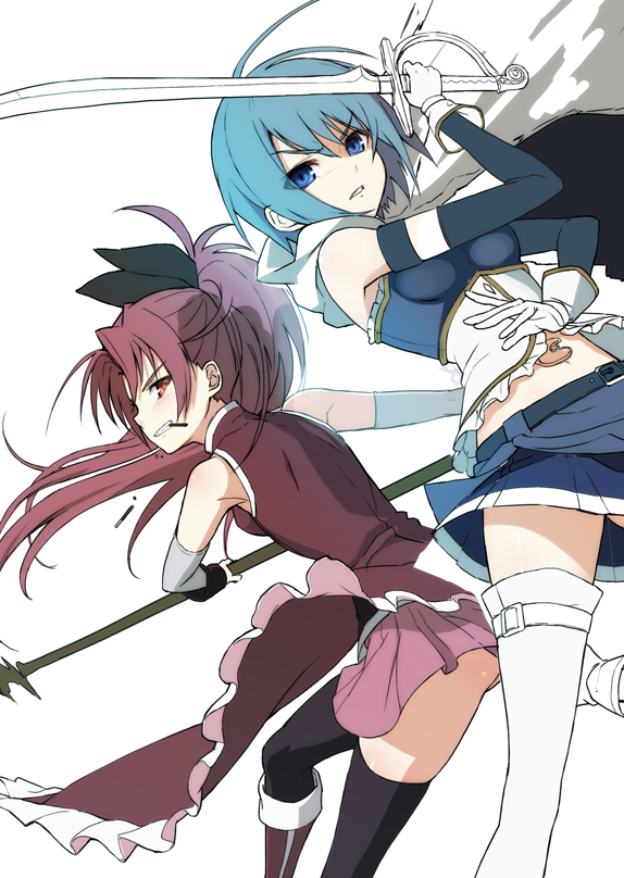miki sayaka and sakura kyoko (mahou shoujo madoka magica) drawn by ookuma_nekosuke