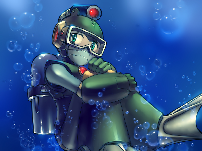 bubble man (mega man and 1 more) drawn by ebishima_yutaka