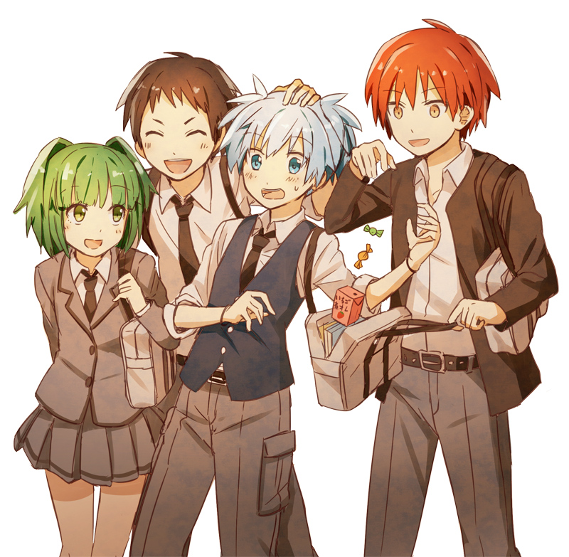 shiota nagisa, akabane karma, kayano kaede, and sugino tomohito (ansatsu kyoushitsu) drawn by mamedenkyuu_(kana)