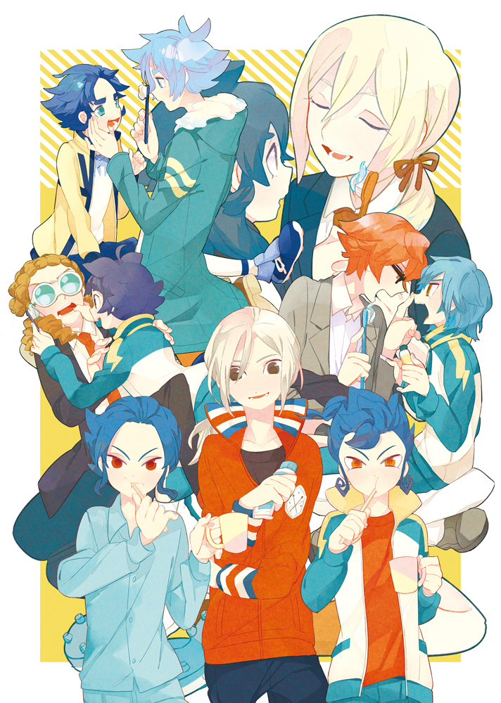 kariya masaki, afuro terumi, tsurugi kyousuke, kiyama hiroto, fubuki shirou, and 6 more (inazuma eleven and 1 more) drawn by hagiko