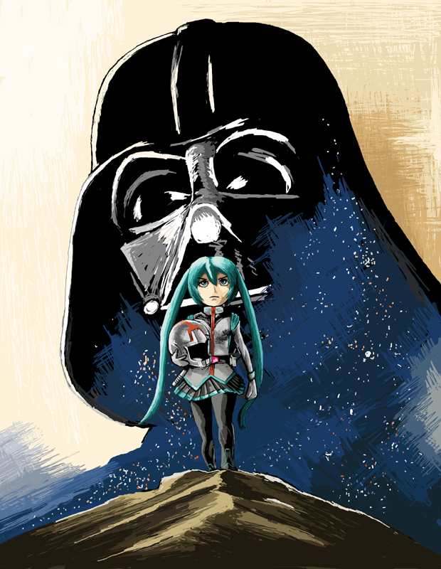 hatsune miku and darth vader (vocaloid and 3 more) drawn by rxjx