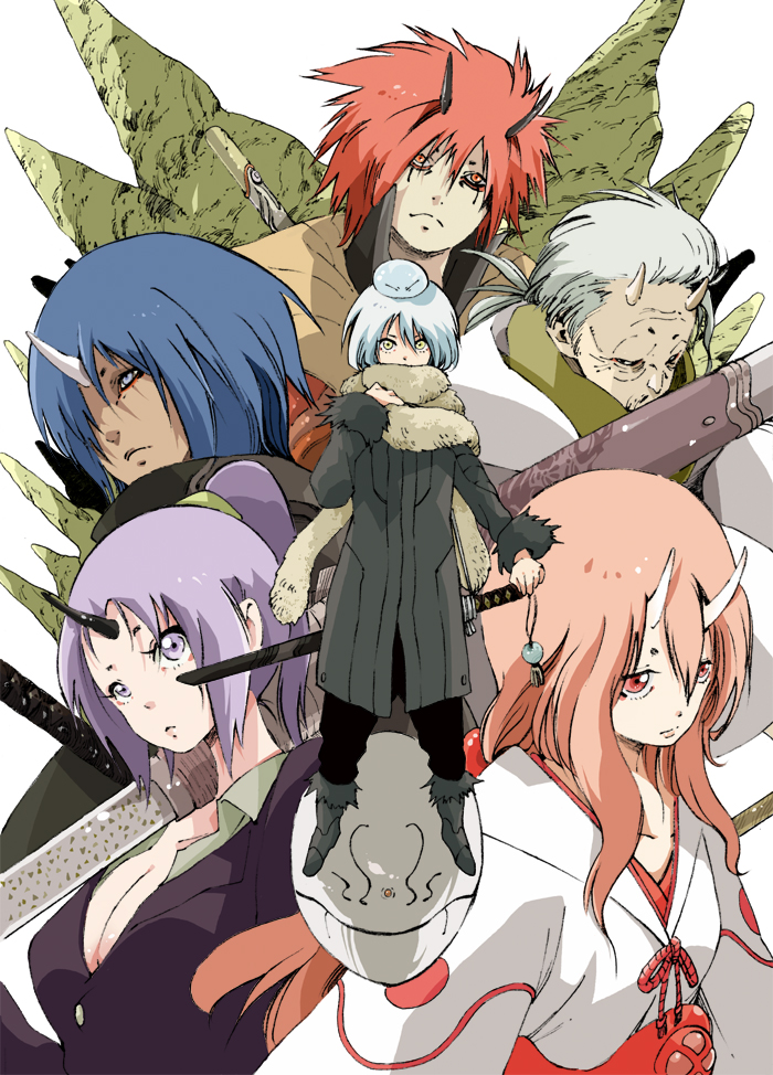 rimuru tempest, shion, shuna, benimaru, soei, and 1 more (tensei shitara slime datta ken) drawn by makkamu