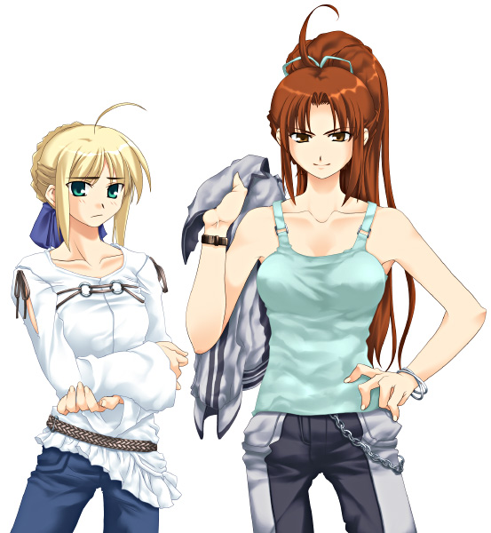 artoria pendragon, saber, and shiranui mai (fate and 4 more) drawn by akari_maki