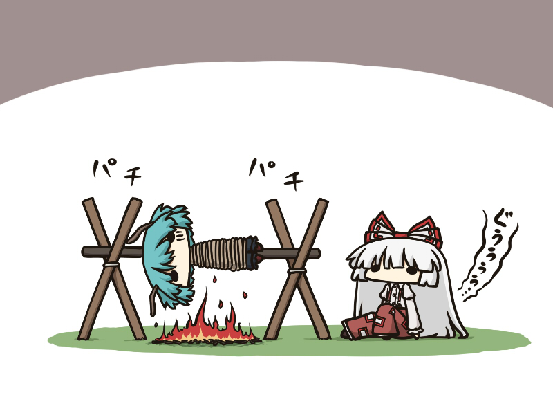 fujiwara no mokou and wriggle nightbug (touhou) drawn by kurokoori