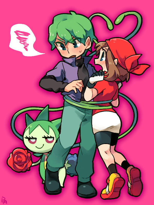 may, roselia, and drew (pokemon and 1 more) drawn by tsunoji