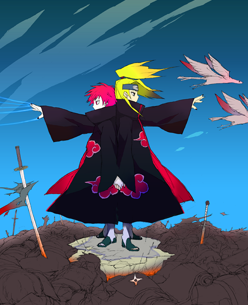 deidara and sasori (naruto and 1 more) drawn by komaki_megumi