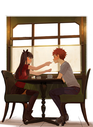 tohsaka rin and emiya shirou (fate and 1 more) drawn by kome000kome