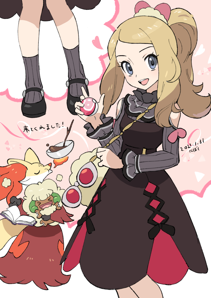 whimsicott, delphox, and serena (pokemon and 1 more) drawn by nibo_(att_130)