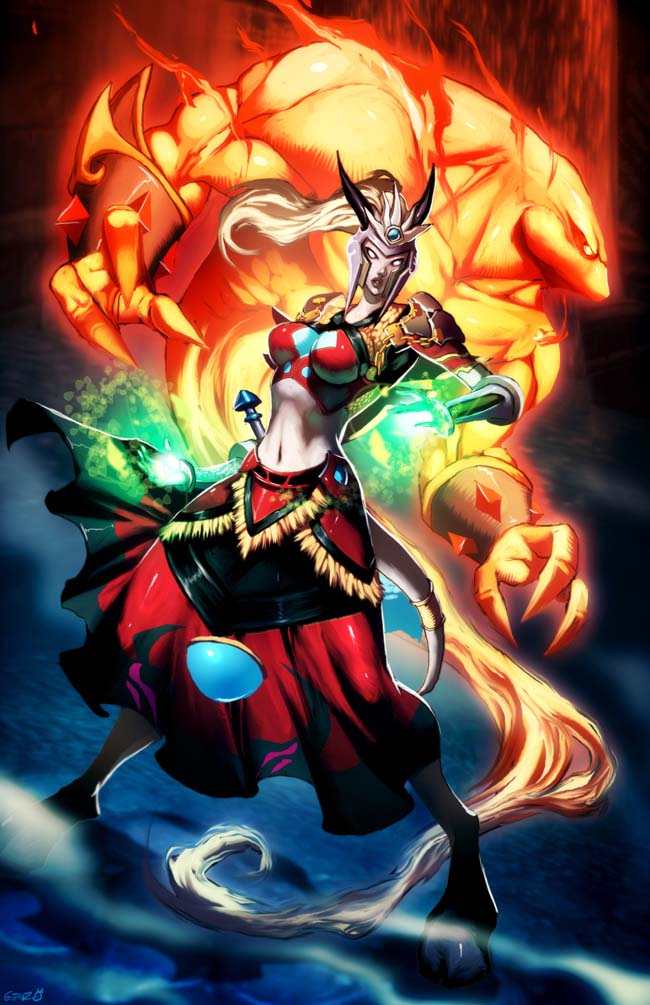 player character and shaman (warcraft and 1 more) drawn by genzoman