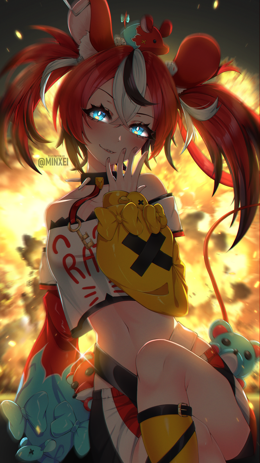hakos baelz and mr. squeaks (hololive and 1 more) drawn by minxei
