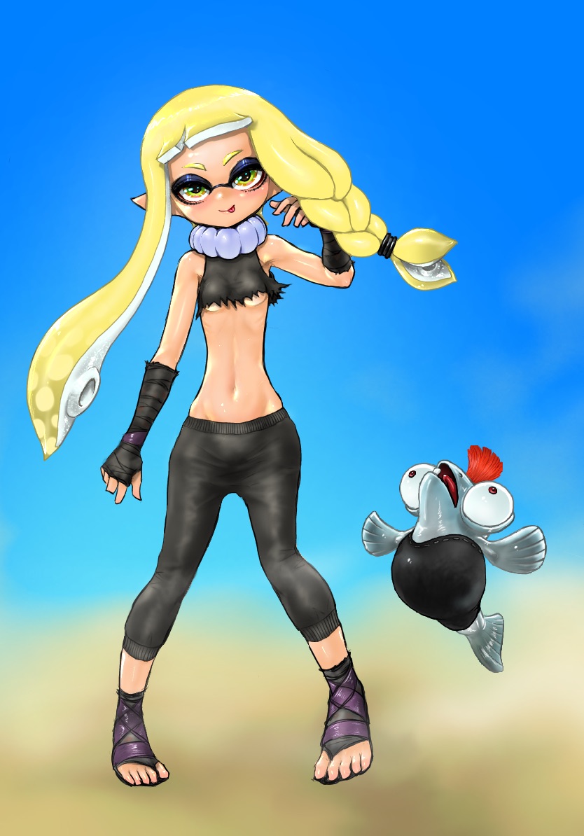 inkling player character, inkling girl, smallfry, and agent 3 (splatoon and 1 more) drawn by koharu2.5