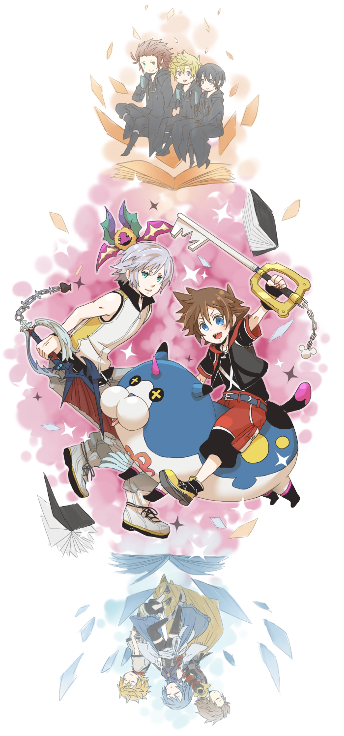 sora, roxas, riku, aqua, xion, and 5 more (kingdom hearts and 3 more) drawn by mashiro_(ikublack)