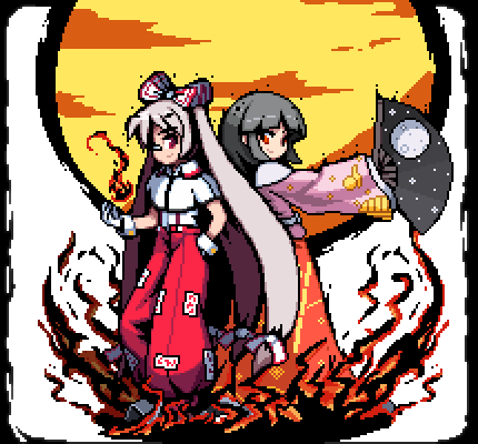 fujiwara no mokou and houraisan kaguya (touhou) drawn by the_hammer