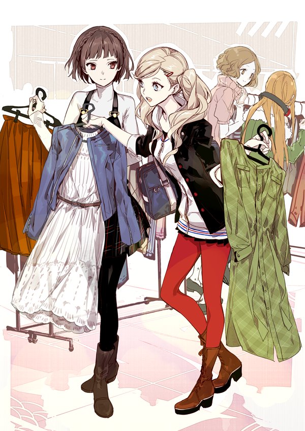 takamaki anne, sakura futaba, niijima makoto, and okumura haru (persona and 1 more) drawn by izumi_(nagashi)
