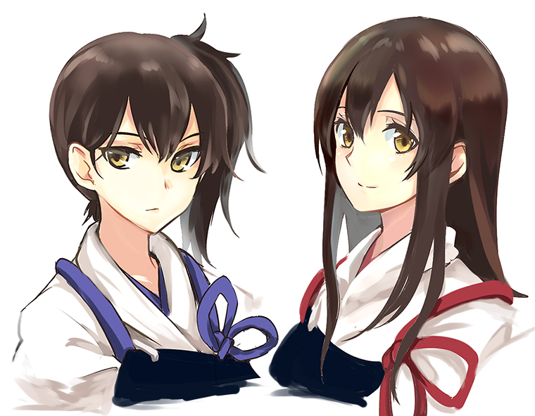 kaga and akagi (kantai collection) drawn by mitsu_(tendou_itsuki)