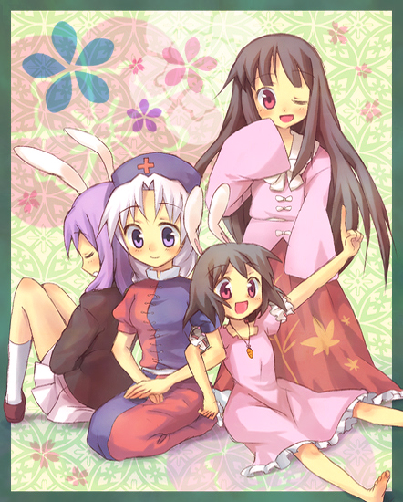 reisen udongein inaba, houraisan kaguya, inaba tewi, and yagokoro eirin (touhou) drawn by kuguri_oimo