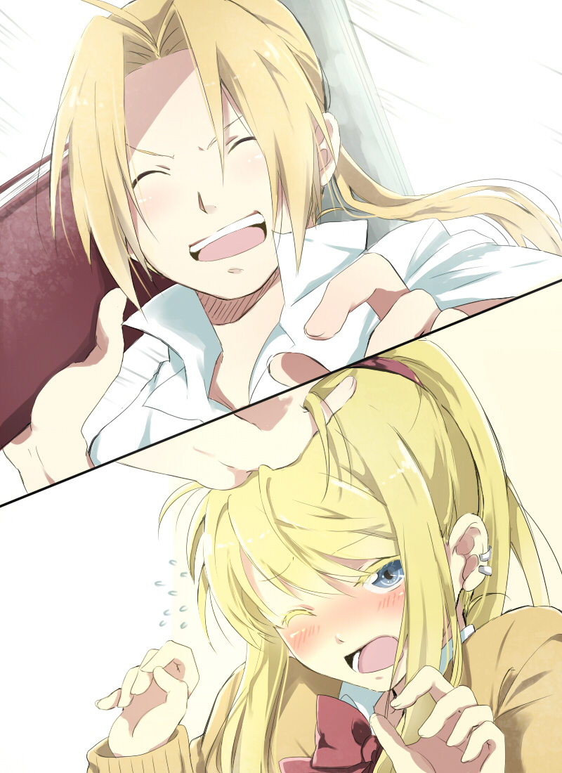 edward elric and winry rockbell (fullmetal alchemist) drawn by mitsu_yomogi