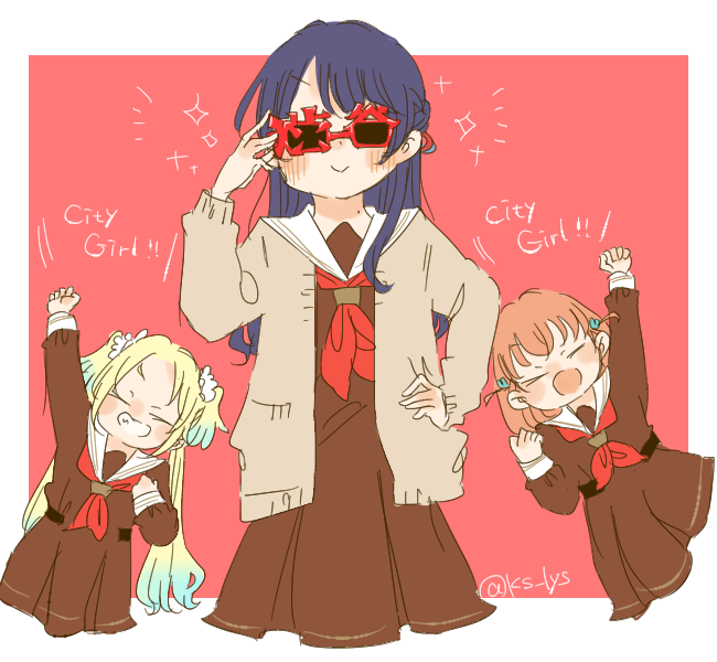 hinoshita kaho, murano sayaka, and osawa rurino (love live! and 1 more) drawn by kase_(ks_lys)