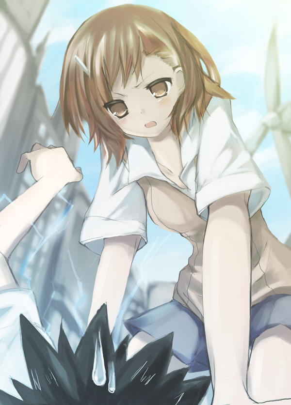 misaka mikoto and kamijou touma (toaru majutsu no index and 1 more) drawn by mishima_kurone
