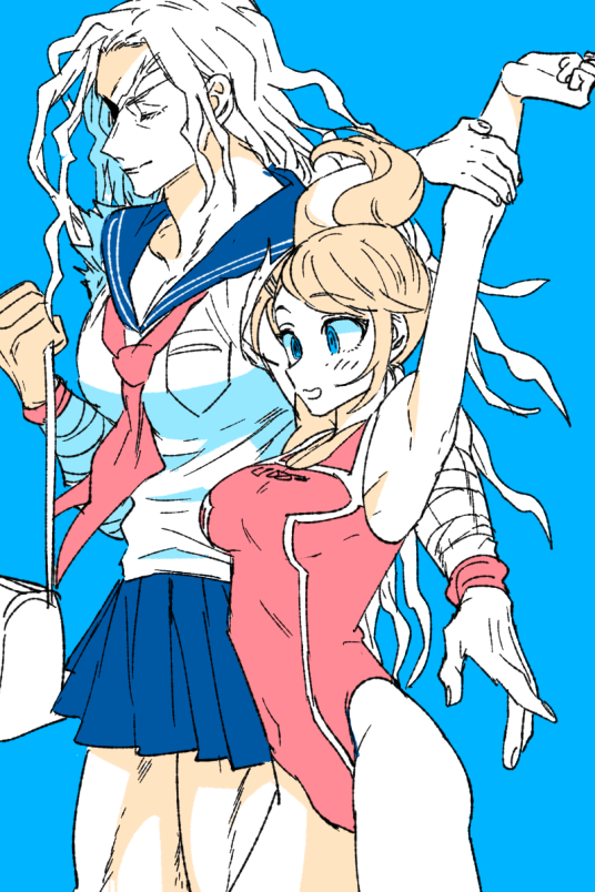 asahina aoi and ogami sakura (danganronpa and 1 more) drawn by uurin