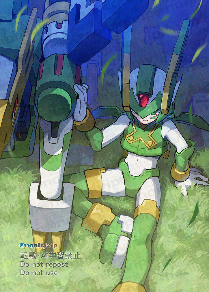 sage harpuia and aztec falcon (mega man and 1 more) drawn by yamanashi_taiki