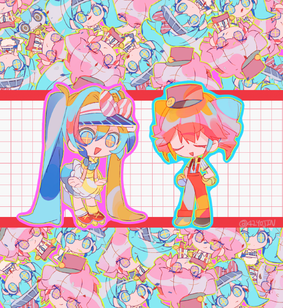 hatsune miku and kasane teto (vocaloid and 2 more) drawn by senzzang