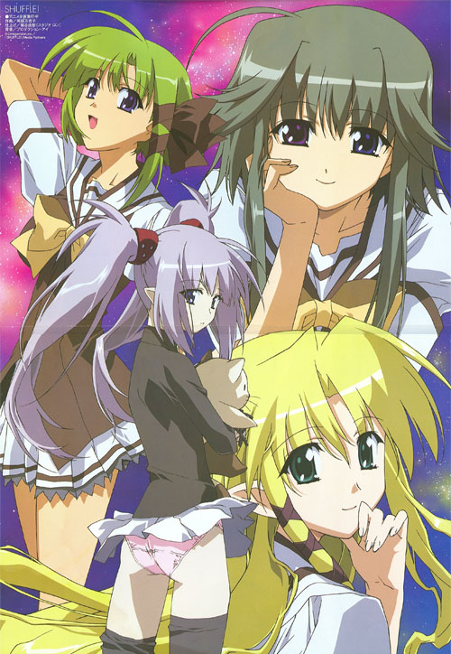 shigure asa, primula, kareha, and mayumi thyme (shuffle!) drawn by okada_maiko