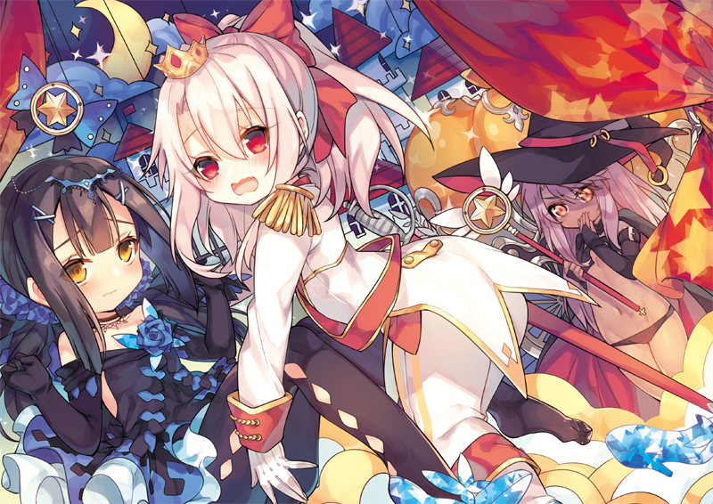 illyasviel von einzbern, chloe von einzbern, miyu edelfelt, magical ruby, and magical sapphire (fate and 1 more) drawn by ao_jun